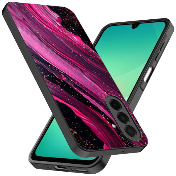 Samsung Galaxy A26 telefoonhoesje met paars roze marmer opdruk (2)