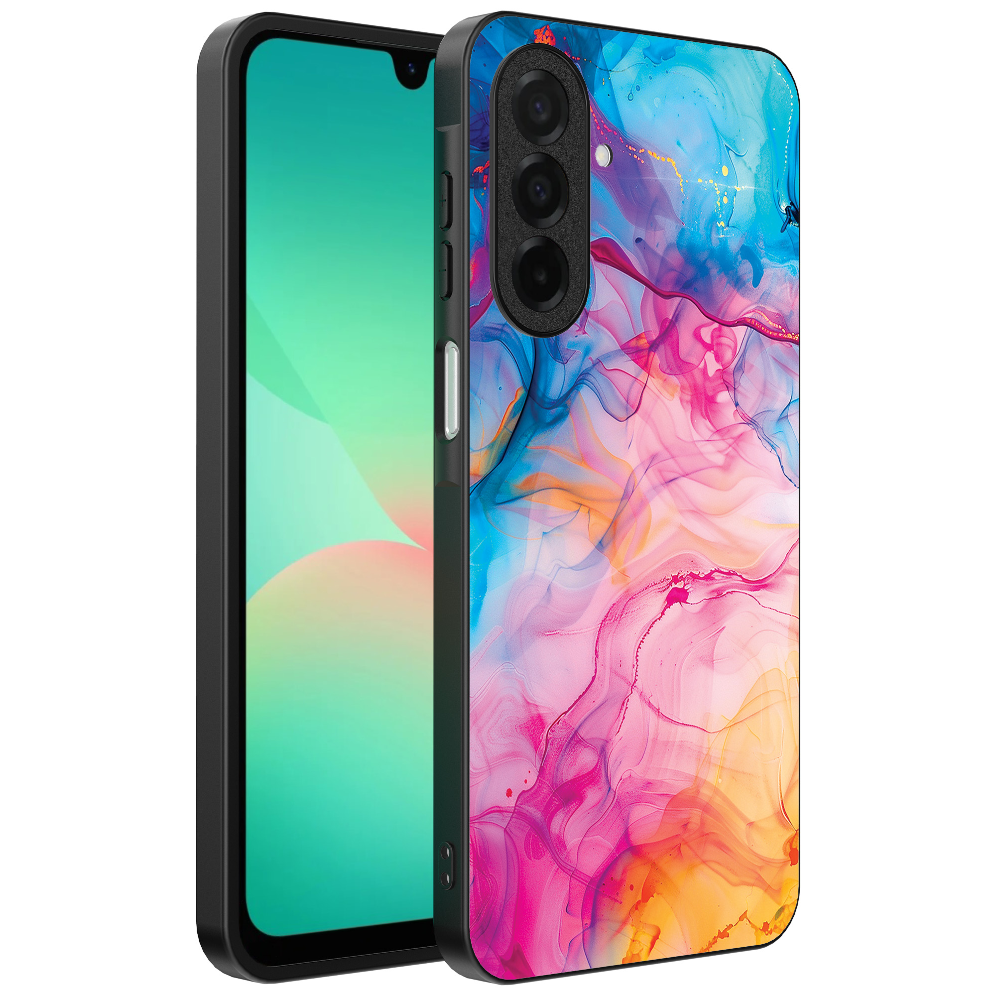 Samsung Galaxy A26 telefoonhoesje met regenboog acryl marmer opdruk (1)