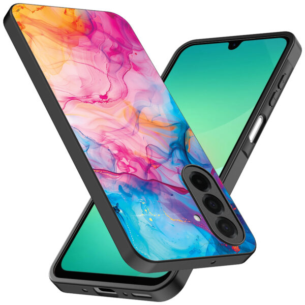 Samsung Galaxy A26 telefoonhoesje met regenboog acryl marmer opdruk (2)