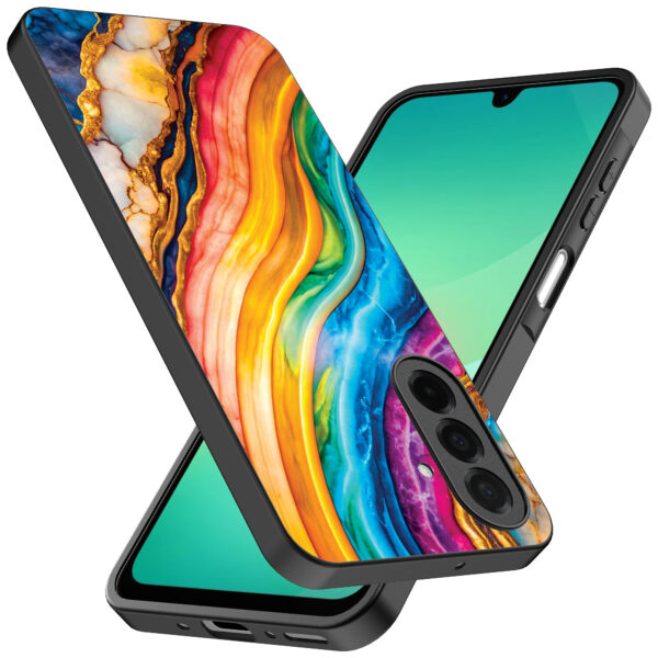 Samsung Galaxy A26 telefoonhoesje met regenboog goud marmer opdruk (2)