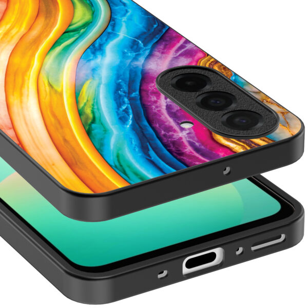 Samsung Galaxy A26 telefoonhoesje met regenboog goud marmer opdruk (3)