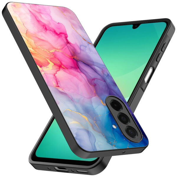 Samsung Galaxy A26 telefoonhoesje met regenboog marmer opdruk (2)