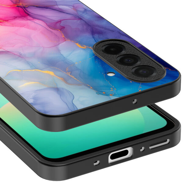 Samsung Galaxy A26 telefoonhoesje met regenboog marmer opdruk (3)