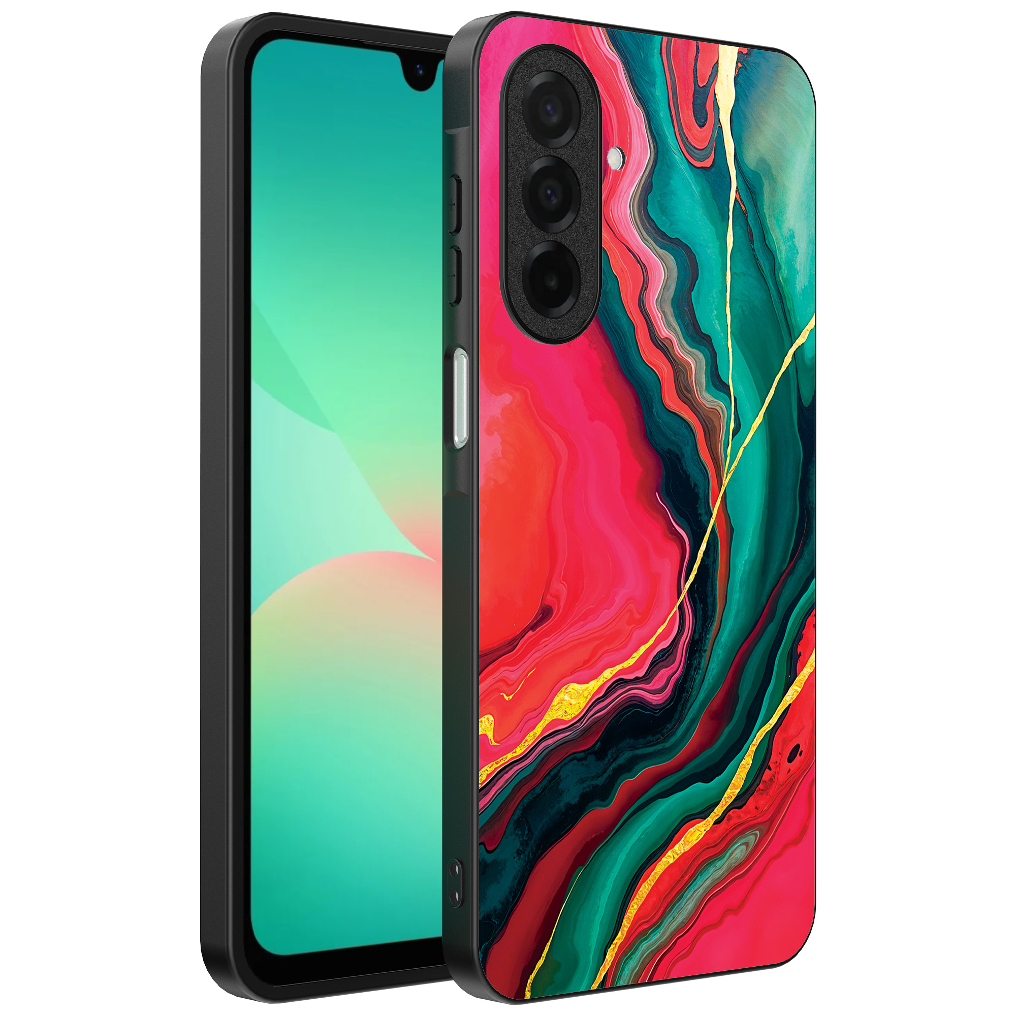 Samsung Galaxy 26 telefoonhoesje met rood groen marmer opdruk (1)