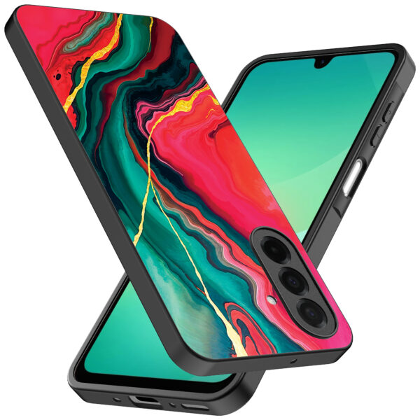 Samsung Galaxy A26 telefoonhoesje met rood groen marmer opdruk (2)