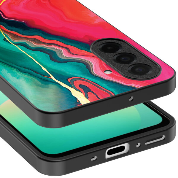 Samsung Galaxy A26 telefoonhoesje met rood groen marmer opdruk (3)