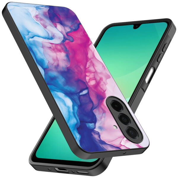 Samsung Galaxy A26 telefoonhoesje met roze blauw marmer opdruk (2)