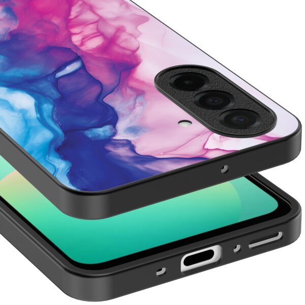 Samsung Galaxy A26 telefoonhoesje met roze blauw marmer opdruk (3)
