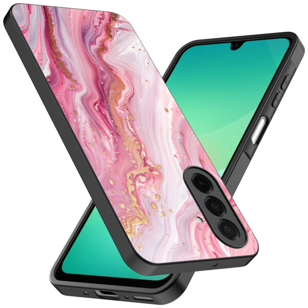 Samsung Galaxy A26 telefoonhoesje met roze marmer opdruk (2)