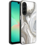 Samsung Galaxy A26 telefoonhoesje met zilver marmer opdruk (1)