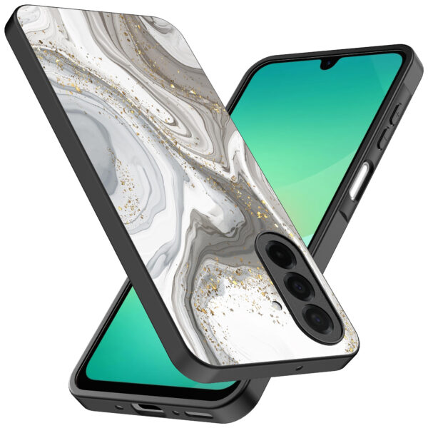 Samsung Galaxy A26 telefoonhoesje met zilver marmer opdruk (2)
