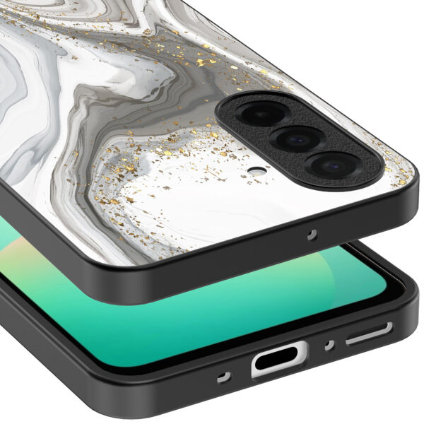 Samsung Galaxy A26 telefoonhoesje met zilver marmer opdruk (3)