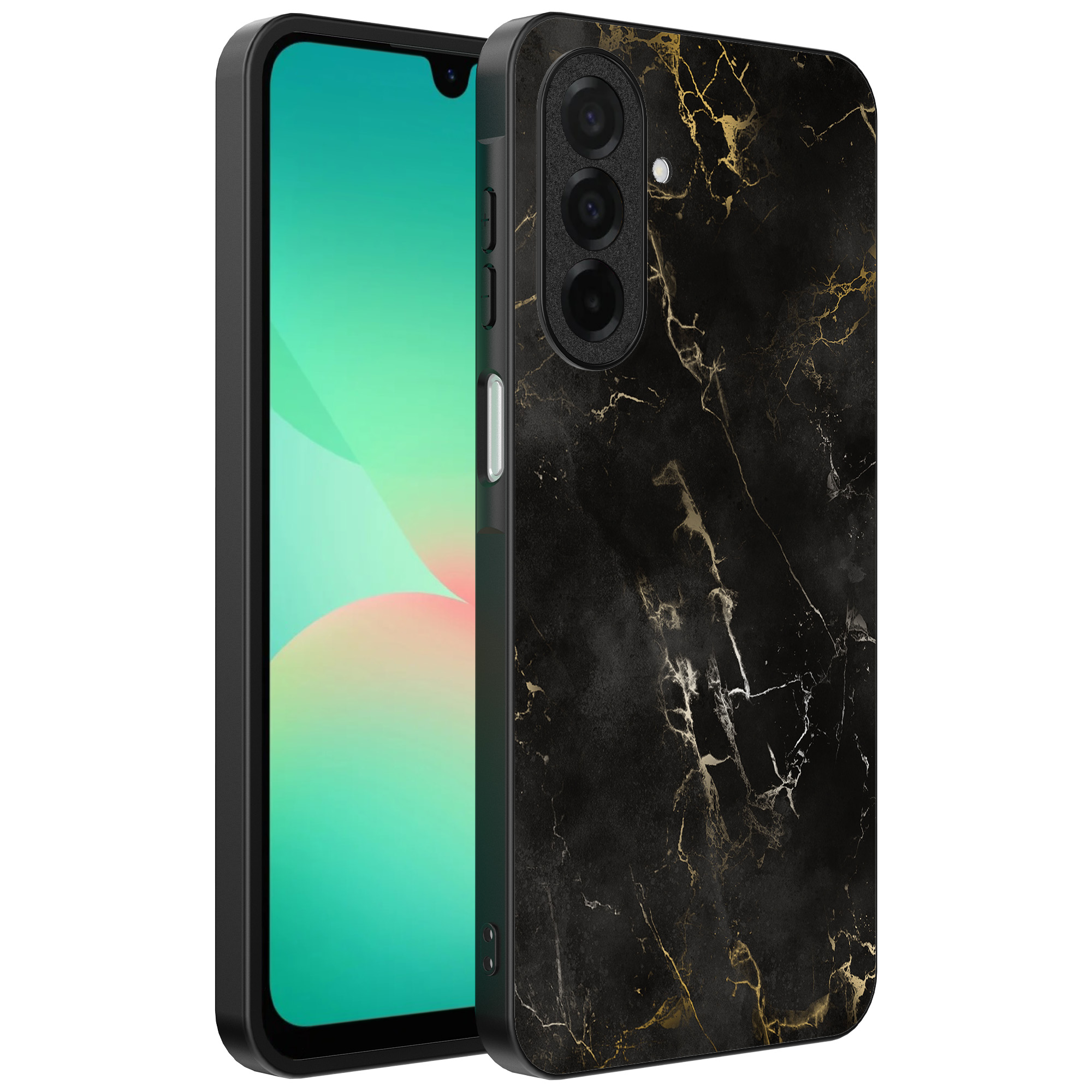 Samsung Galaxy A26 telefoonhoesje met zwart marmer opdruk (1)