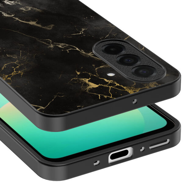 Samsung Galaxy A26 telefoonhoesje met zwart marmer opdruk (3)