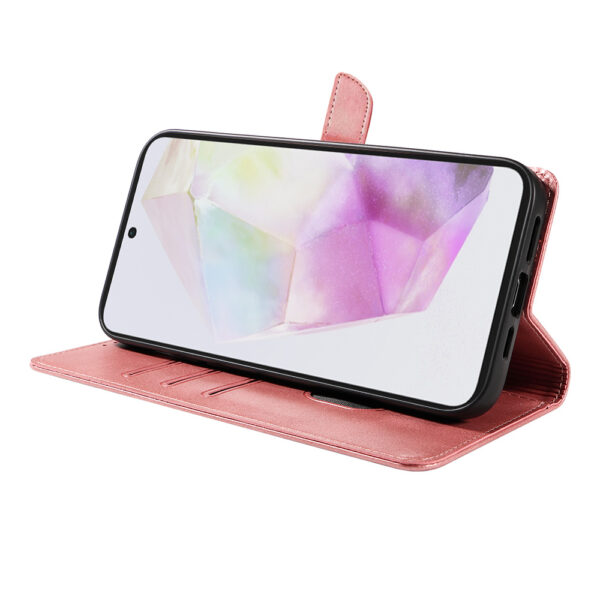 Samsung Galaxy A35 leren telefoonhoesje bookcase met pasjeshouder en magnetisch lipje (3) roze