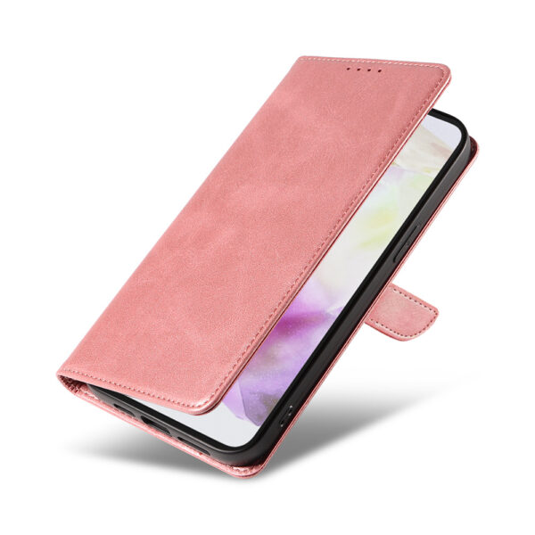 Samsung Galaxy A35 leren telefoonhoesje bookcase met pasjeshouder en magnetisch lipje (4) roze