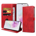 Samsung Galaxy A35 leren telefoonhoesje bookcase met pasjeshouder en magnetische sluiting (1) rood