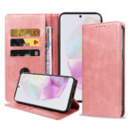 Samsung Galaxy A35 leren telefoonhoesje bookcase met pasjeshouder en magnetische sluiting (1) roze