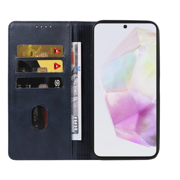 Samsung Galaxy A35 leren telefoonhoesje bookcase met pasjeshouder en magnetische sluiting (2) Blauw