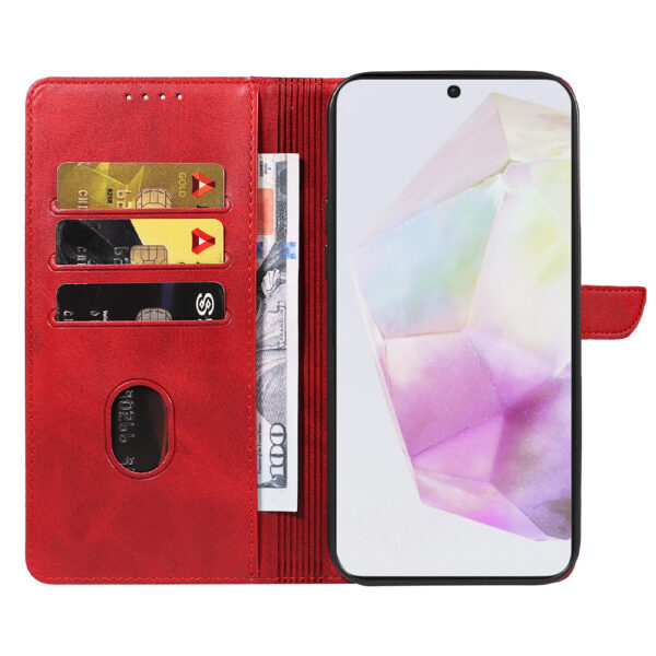 Samsung Galaxy A35 leren telefoonhoesje bookcase met pasjeshouder en magnetische sluiting (2) rood
