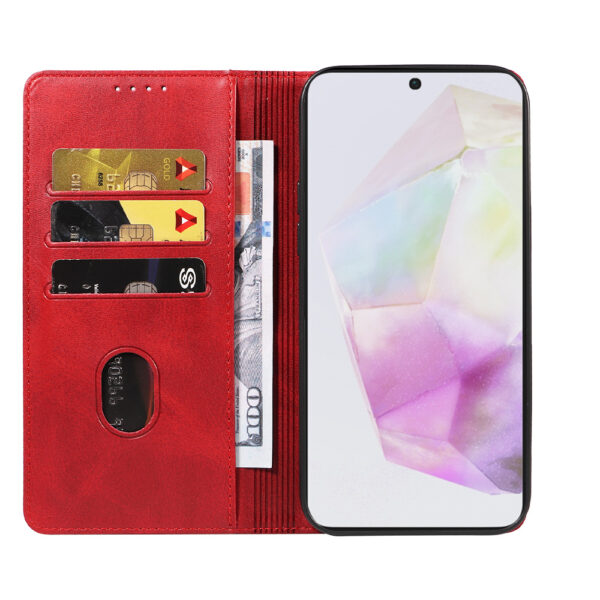 Samsung Galaxy A35 leren telefoonhoesje bookcase met pasjeshouder en magnetische sluiting (2) rood