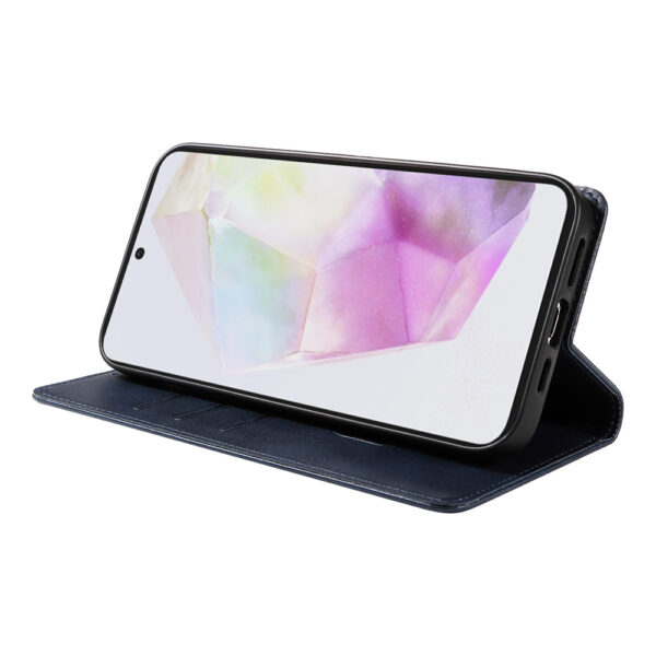 Samsung Galaxy A35 leren telefoonhoesje bookcase met pasjeshouder en magnetische sluiting (3) Blauw