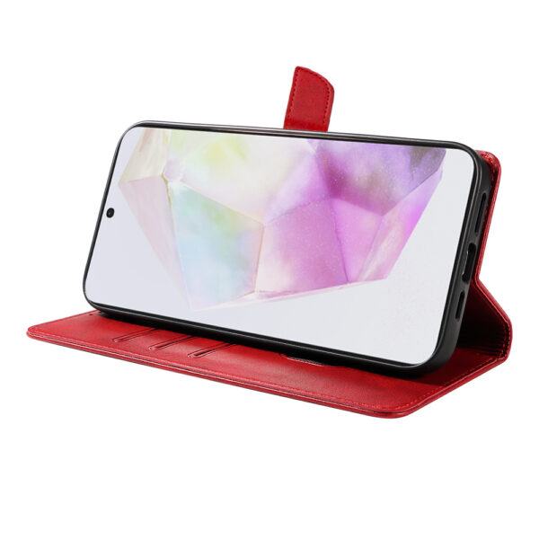 Samsung Galaxy A35 leren telefoonhoesje bookcase met pasjeshouder en magnetische sluiting (3) rood