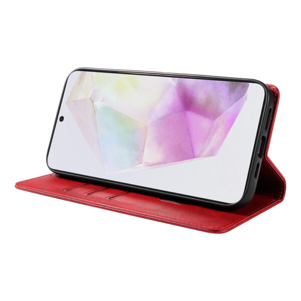 Samsung Galaxy A35 leren telefoonhoesje bookcase met pasjeshouder en magnetische sluiting (3) rood