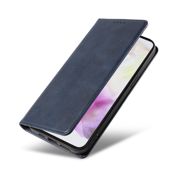 Samsung Galaxy A35 leren telefoonhoesje bookcase met pasjeshouder en magnetische sluiting (4) Blauw