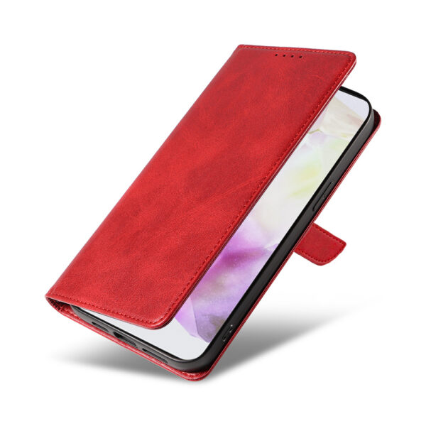 Samsung Galaxy A35 leren telefoonhoesje bookcase met pasjeshouder en magnetische sluiting (4) rood