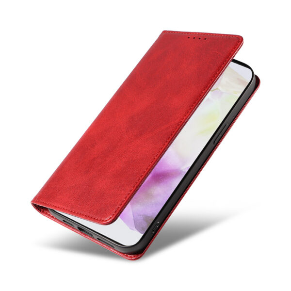 Samsung Galaxy A35 leren telefoonhoesje bookcase met pasjeshouder en magnetische sluiting (4) rood