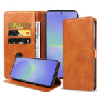 Samsung Galaxy A36 leren telefoonhoesje bookcase met pasjeshouder en magnetisch lipje (1) bruin