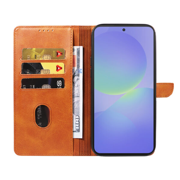 Samsung Galaxy A36 leren telefoonhoesje bookcase met pasjeshouder en magnetisch lipje (2) bruin