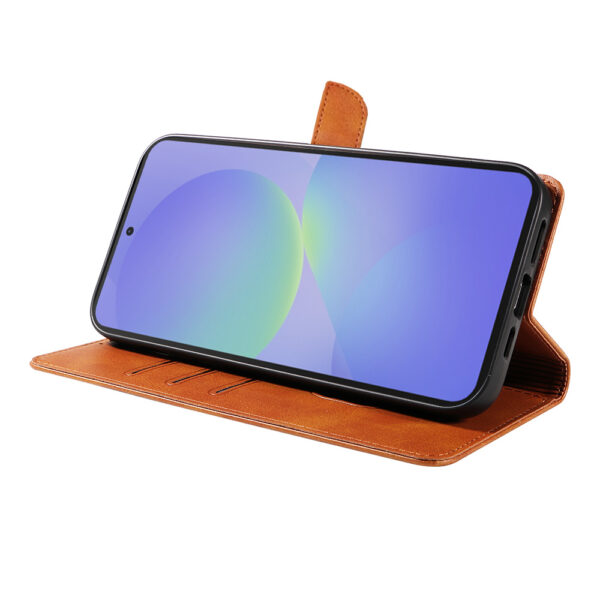 Samsung Galaxy A36 leren telefoonhoesje bookcase met pasjeshouder en magnetisch lipje (3) bruin