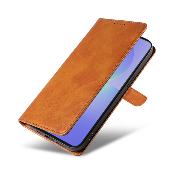 Samsung Galaxy A36 leren telefoonhoesje bookcase met pasjeshouder en magnetisch lipje (4) bruin