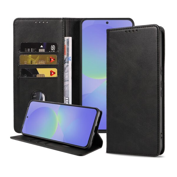 Samsung Galaxy A36 leren telefoonhoesje bookcase met pasjeshouder en magnetische sluiting (1)