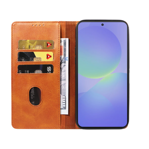Samsung Galaxy A36 leren telefoonhoesje bookcase met pasjeshouder en magnetische sluiting (2) bruin