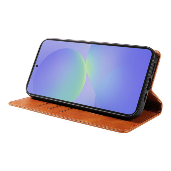 Samsung Galaxy A36 leren telefoonhoesje bookcase met pasjeshouder en magnetische sluiting (3) bruin
