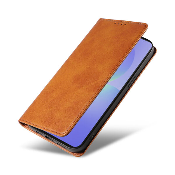 Samsung Galaxy A36 leren telefoonhoesje bookcase met pasjeshouder en magnetische sluiting (4) bruin