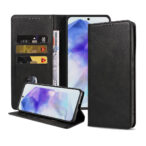 Samsung Galaxy A55 leren telefoonhoesje bookcase met pasjeshouder en magnetische sluiting (1)