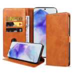 Samsung Galaxy A55 leren telefoonhoesje bookcase met pasjeshouder en magnetische sluiting (1) bruin