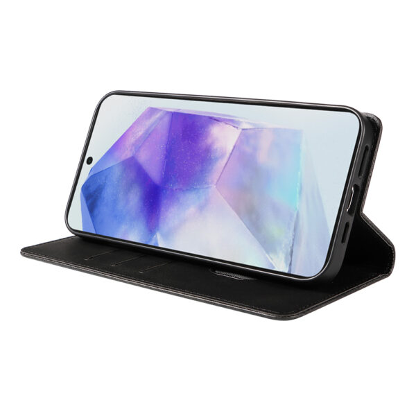 Samsung Galaxy A55 leren telefoonhoesje bookcase met pasjeshouder en magnetische sluiting (3)
