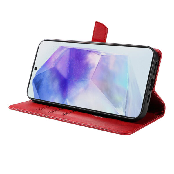 Samsung Galaxy A55 leren telefoonhoesje bookcase met pasjeshouder en magnetische sluiting (3) rood