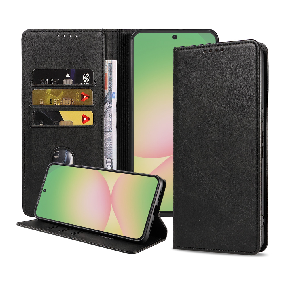 Samsung Galaxy A56 leren telefoonhoesje bookcase met pasjeshouder en magnetische sluiting (1)