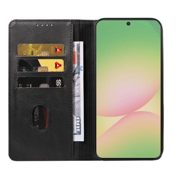 Samsung Galaxy A56 leren telefoonhoesje bookcase met pasjeshouder en magnetische sluiting (2)