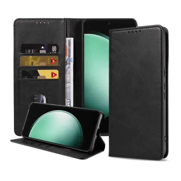 Samsung Galaxy S23 FE leren telefoonhoesje bookcase met pasjeshouder en magnetische sluiting (1)