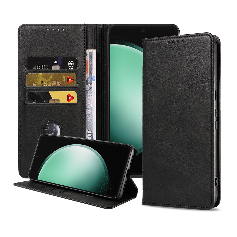 Samsung Galaxy S23 FE leren telefoonhoesje bookcase met pasjeshouder en magnetische sluiting (1)