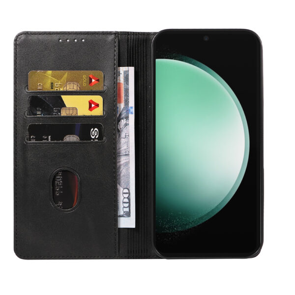 Samsung Galaxy S23 FE leren telefoonhoesje bookcase met pasjeshouder en magnetische sluiting (2)