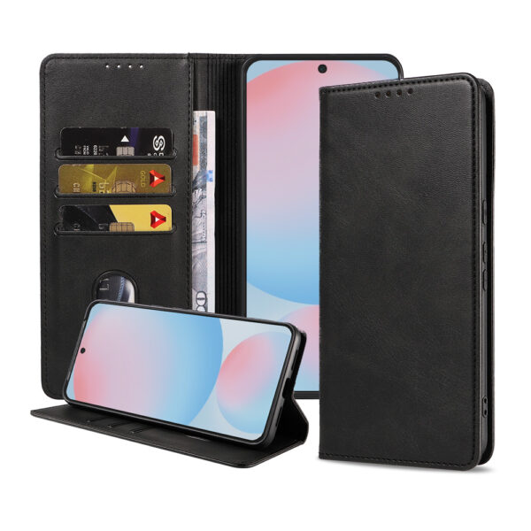 Samsung Galaxy S24 FE leren telefoonhoesje bookcase met pasjeshouder en magnetische sluiting (1)