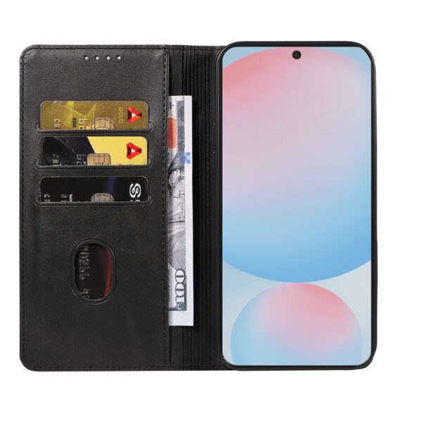 Samsung Galaxy S24 FE leren telefoonhoesje bookcase met pasjeshouder en magnetische sluiting (2)